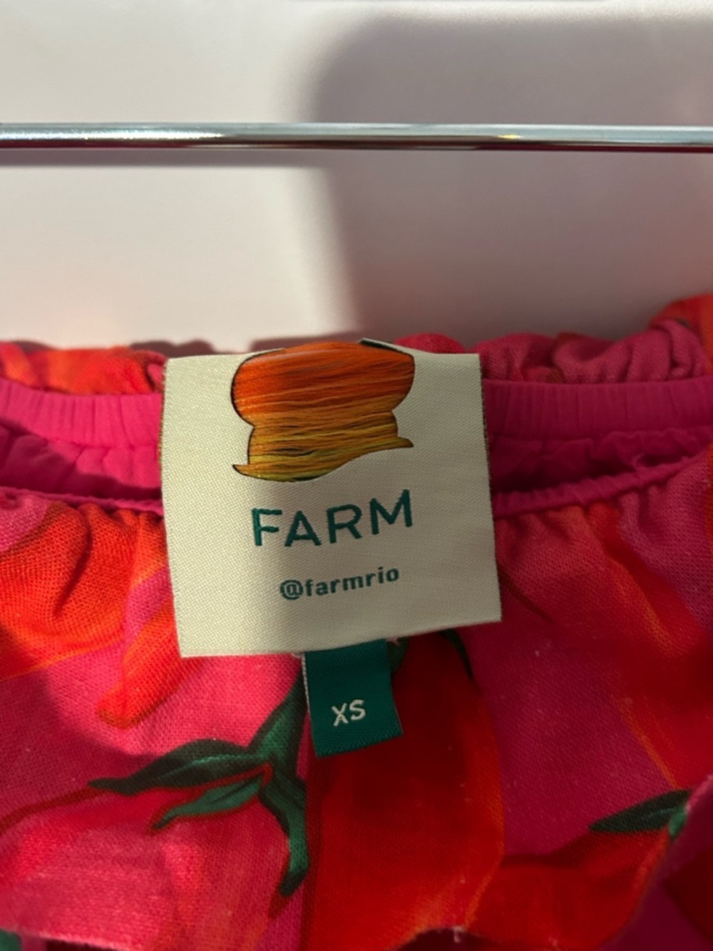Farm Rio Red Pepper Mini Skirt XS Red Linen Blend Paper Bag Waist Tie Pockets - Picture 5 of 7